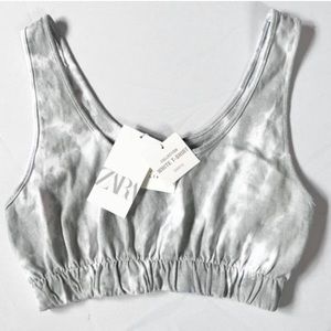 ZARA CROP TANK TOP TOE DYE SPORTY WHITE T-SHIRT COLLECTION